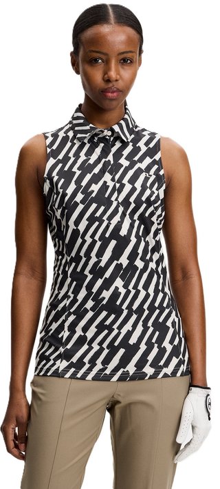 J.Lindeberg Dena Print Sleeveless polo donna, oak moonbeam