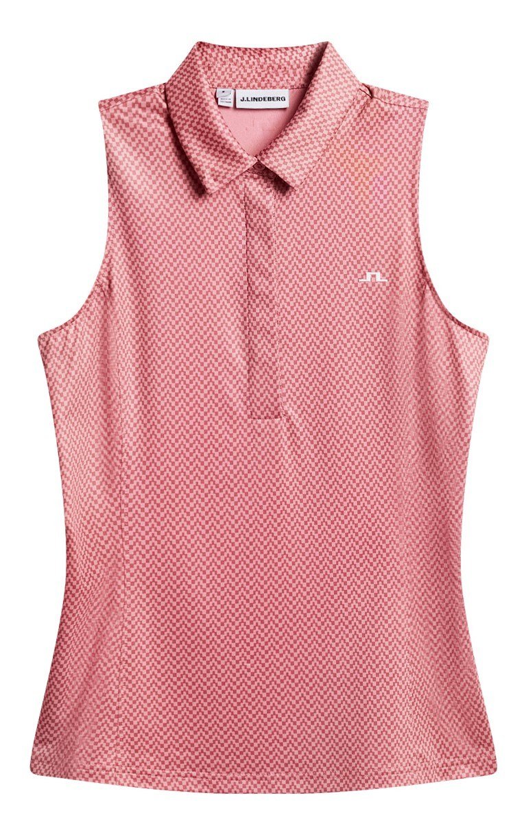 J.Lindeberg Dena Print Sleeveless polo da donna, bridge stack rose