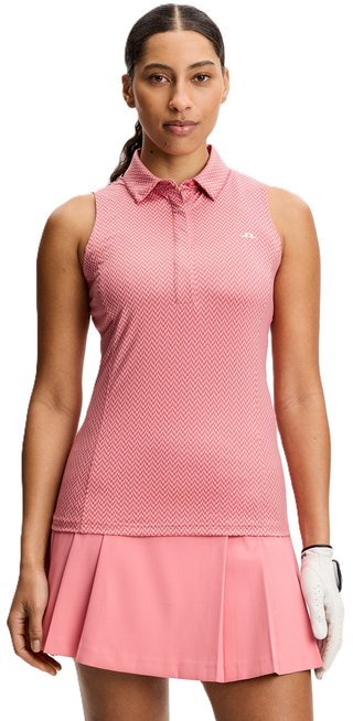 J.Lindeberg Dena Print Sleeveless polo da donna, bridge stack rose