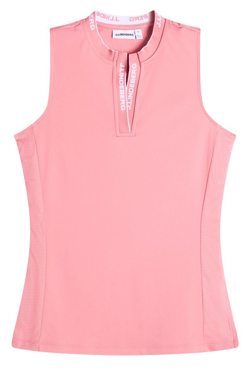 J.Lindeberg Leya Sleeveless polo da donna, flamingo plume
