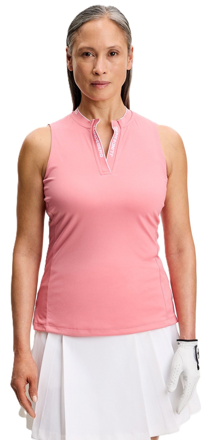 J.Lindeberg Leya Sleeveless polo da donna, flamingo plume