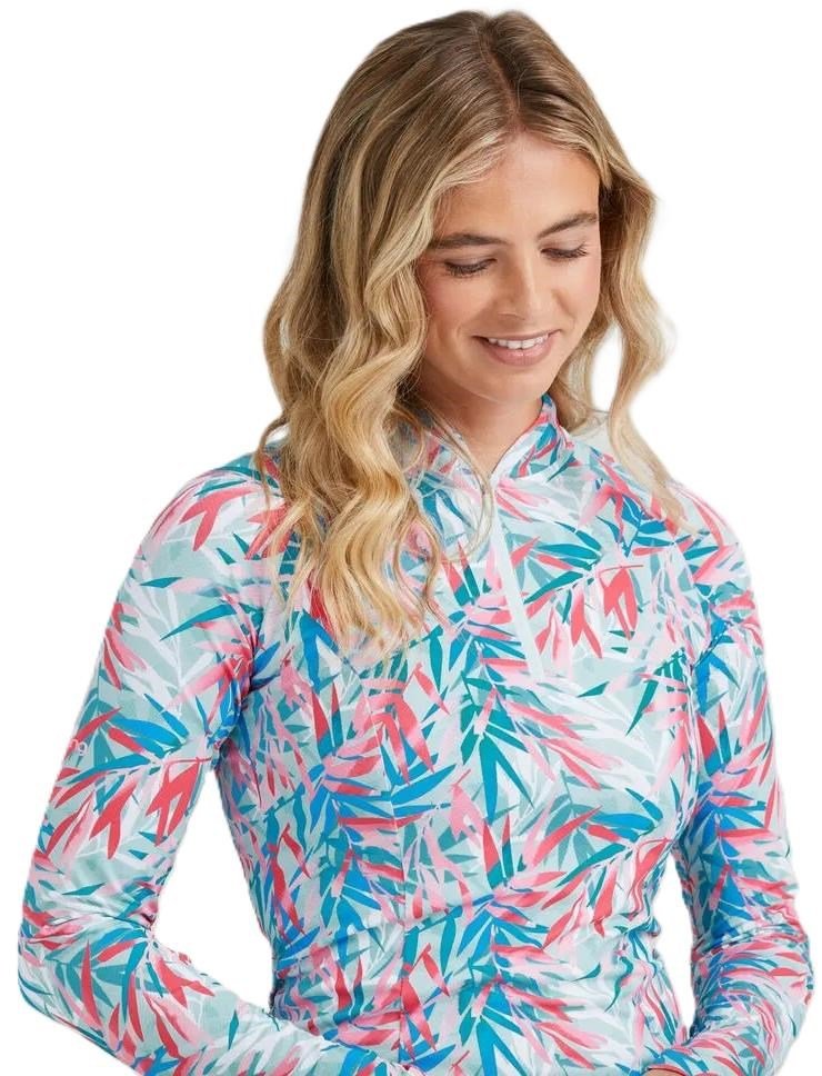 PING Arwen Printed Longsleeve polo da donna, tropic retreat