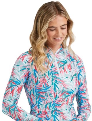 PING Arwen Printed Longsleeve polo da donna, tropic retreat
