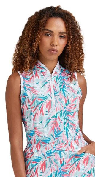 PING Penola Printed Sleeveless polo da donna, tropic retreat