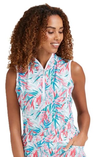 PING Penola Printed Sleeveless polo da donna, tropic retreat
