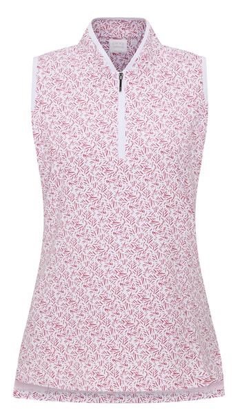 PING Penola Printed Sleeveless polo da donna, fuchsia foliage