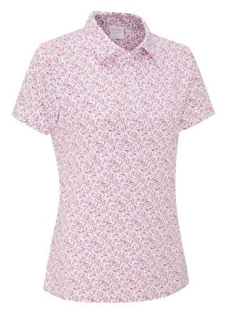 PING Aeria Printed polo da donna, fuchsia foliage