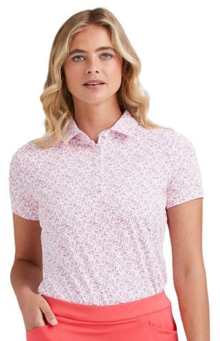 PING Aeria Printed polo da donna, fuchsia foliage