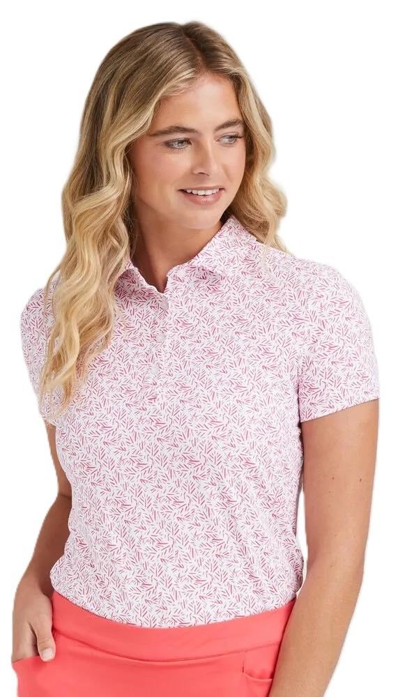PING Aeria Printed polo da donna, fuchsia foliage