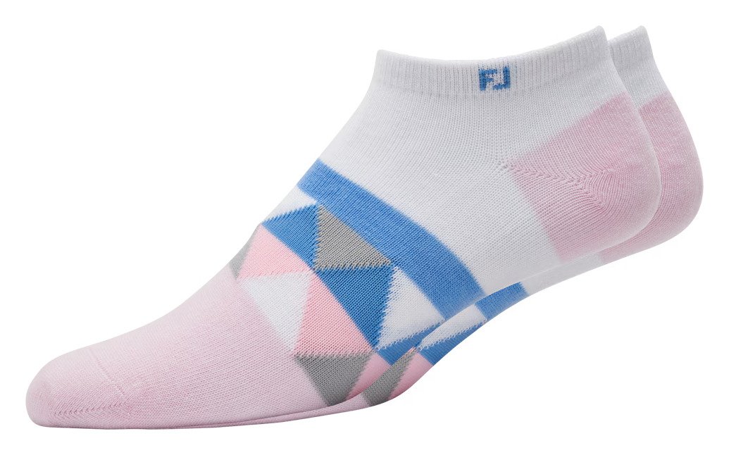 FootJoy ProDry Lightweight Low-Cut Fashion calzini da donna, bianco/rosa chiaro/blu