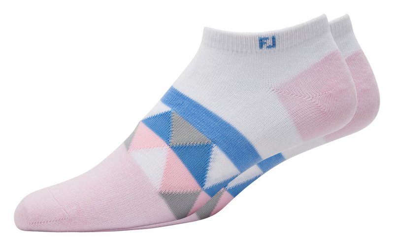 FootJoy ProDry Lightweight Low-Cut Fashion calzini da donna, bianco/rosa chiaro/blu