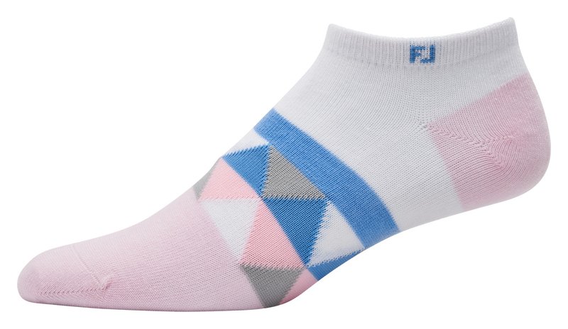 FootJoy ProDry Lightweight Low-Cut Fashion calzini da donna, bianco/rosa chiaro/blu