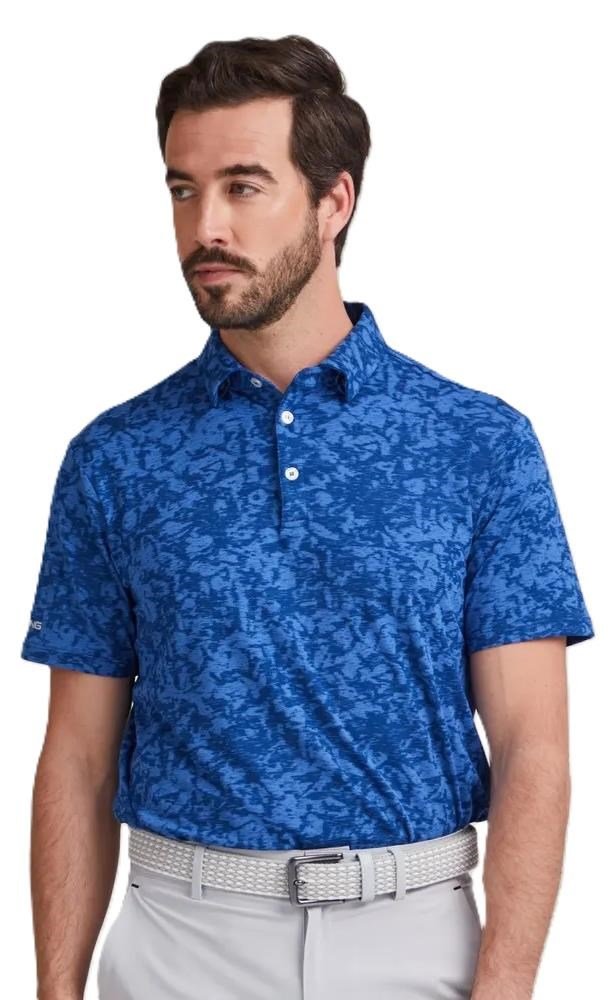 PING Marek Camo Jacquard polo da uomo, bright cobalt multi