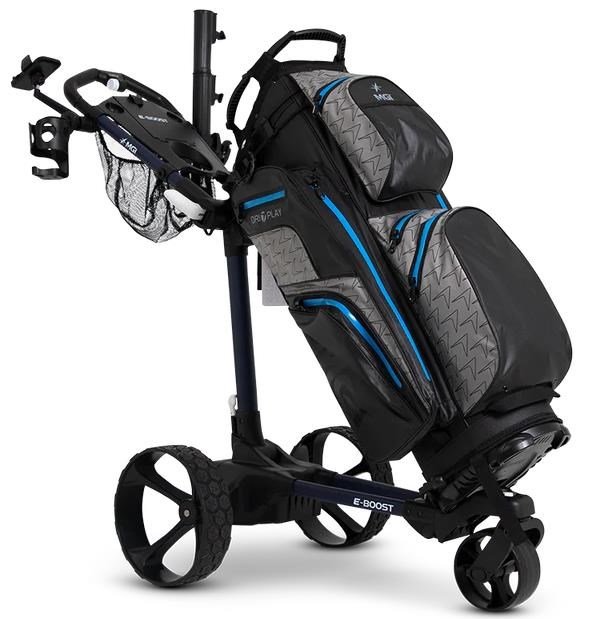 MGI E-Boost hybrid golf trolley 2026 carrello elettrico, blu opaco