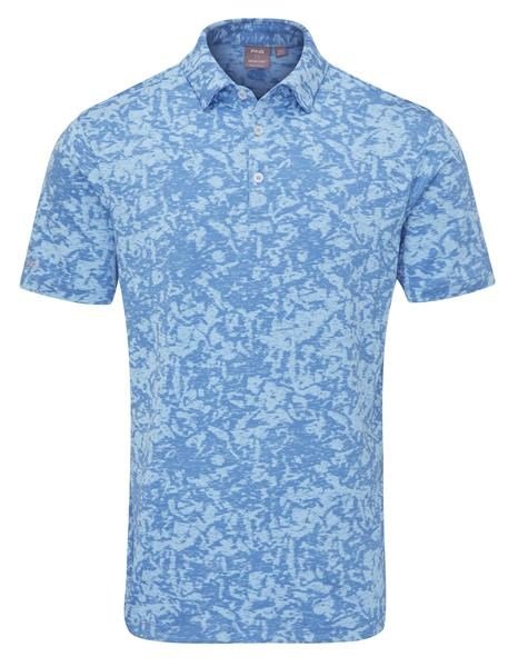 PING Marek Camo Jacquard polo da uomo, baltic sea multi