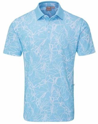 PING Orlando polo da uomo, blu baltico/bianco