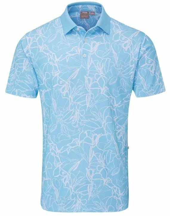 PING Orlando polo da uomo, blu baltico/bianco