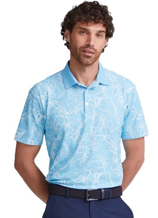 PING Orlando polo da uomo, blu baltico/bianco