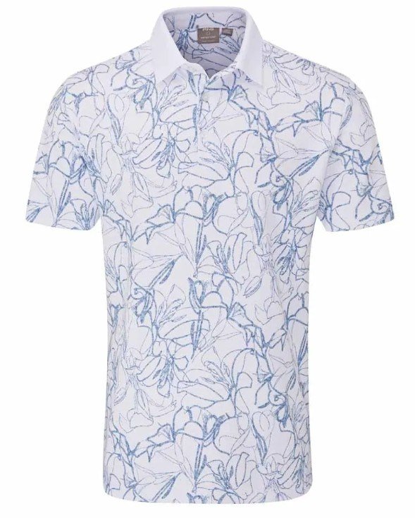 PING Orlando polo da uomo, bianco/stellar