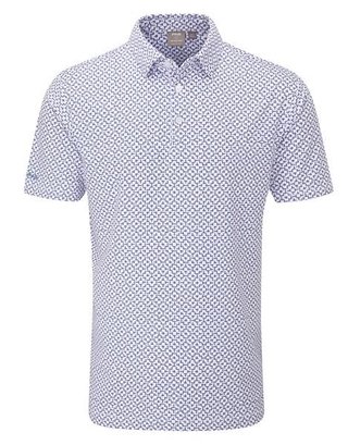 PING Ephron Printed polo uomo, white/pink haze multi