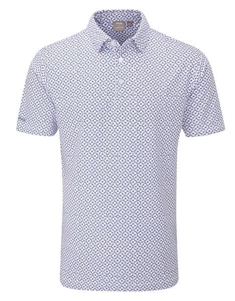 PING Ephron Printed polo uomo, white/pink haze multi