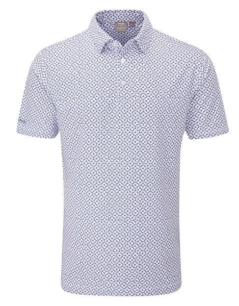 PING Ephron Printed polo uomo, white/pink haze multi