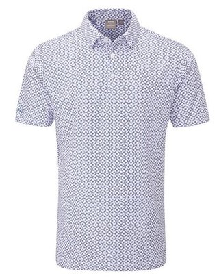 PING Ephron Printed polo uomo, white/pink haze multi