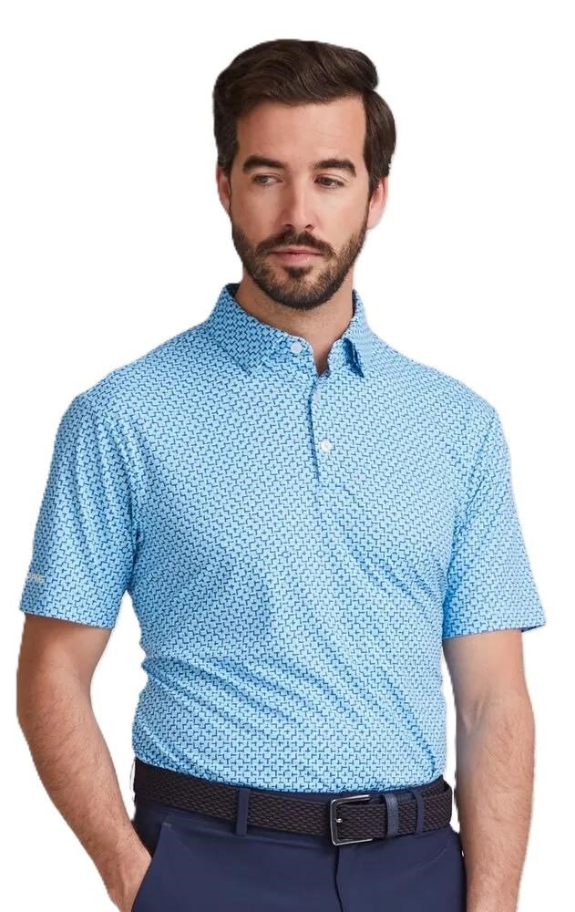 PING Ephron Printed polo da uomo, baltic sea multi
