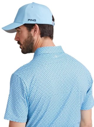 PING Ephron Printed polo da uomo, baltic sea multi