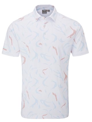 PING Ephron Printed polo da uomo, bianco/wild salmon multi