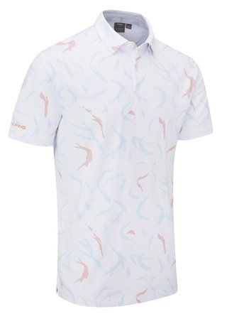 PING Ephron Printed polo da uomo, bianco/wild salmon multi