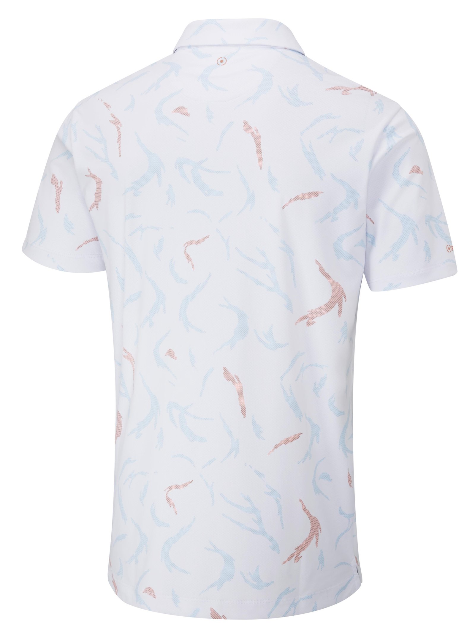 PING Ephron Printed polo da uomo, bianco/wild salmon multi