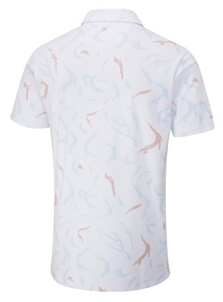PING Ephron Printed polo da uomo, bianco/wild salmon multi
