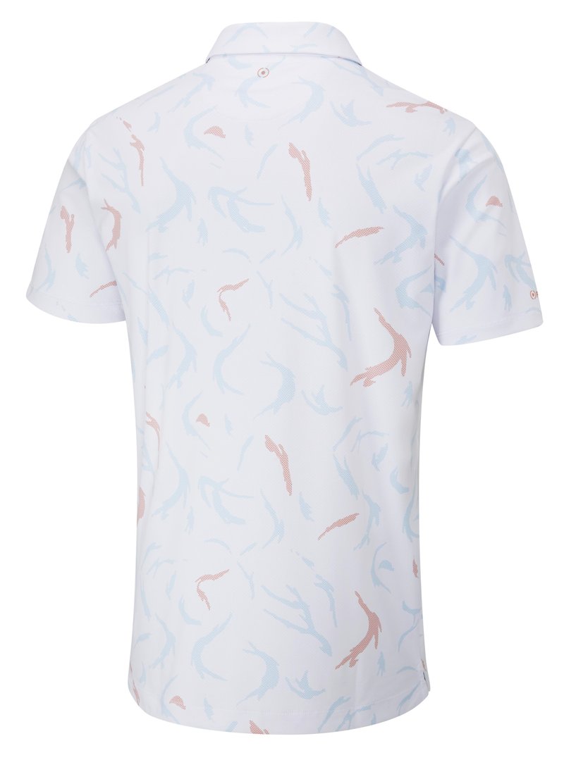 PING Ephron Printed polo da uomo, bianco/wild salmon multi