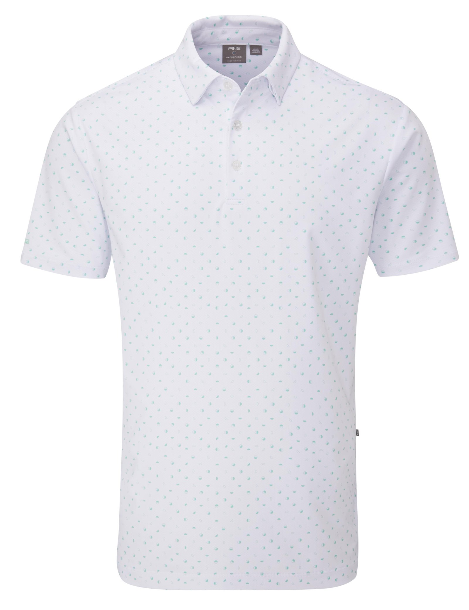 PING Ephron Printed polo da uomo, bianco/green bay multi