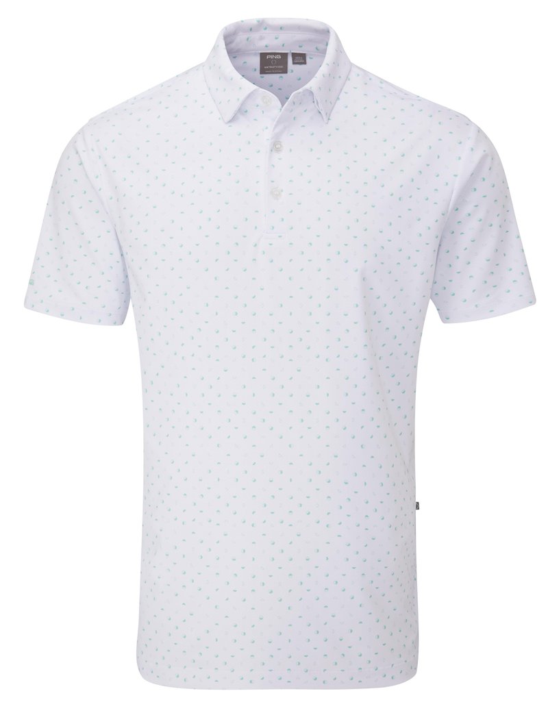 PING Ephron Printed polo da uomo, bianco/green bay multi