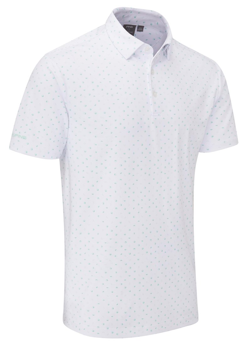 PING Ephron Printed polo da uomo, bianco/green bay multi
