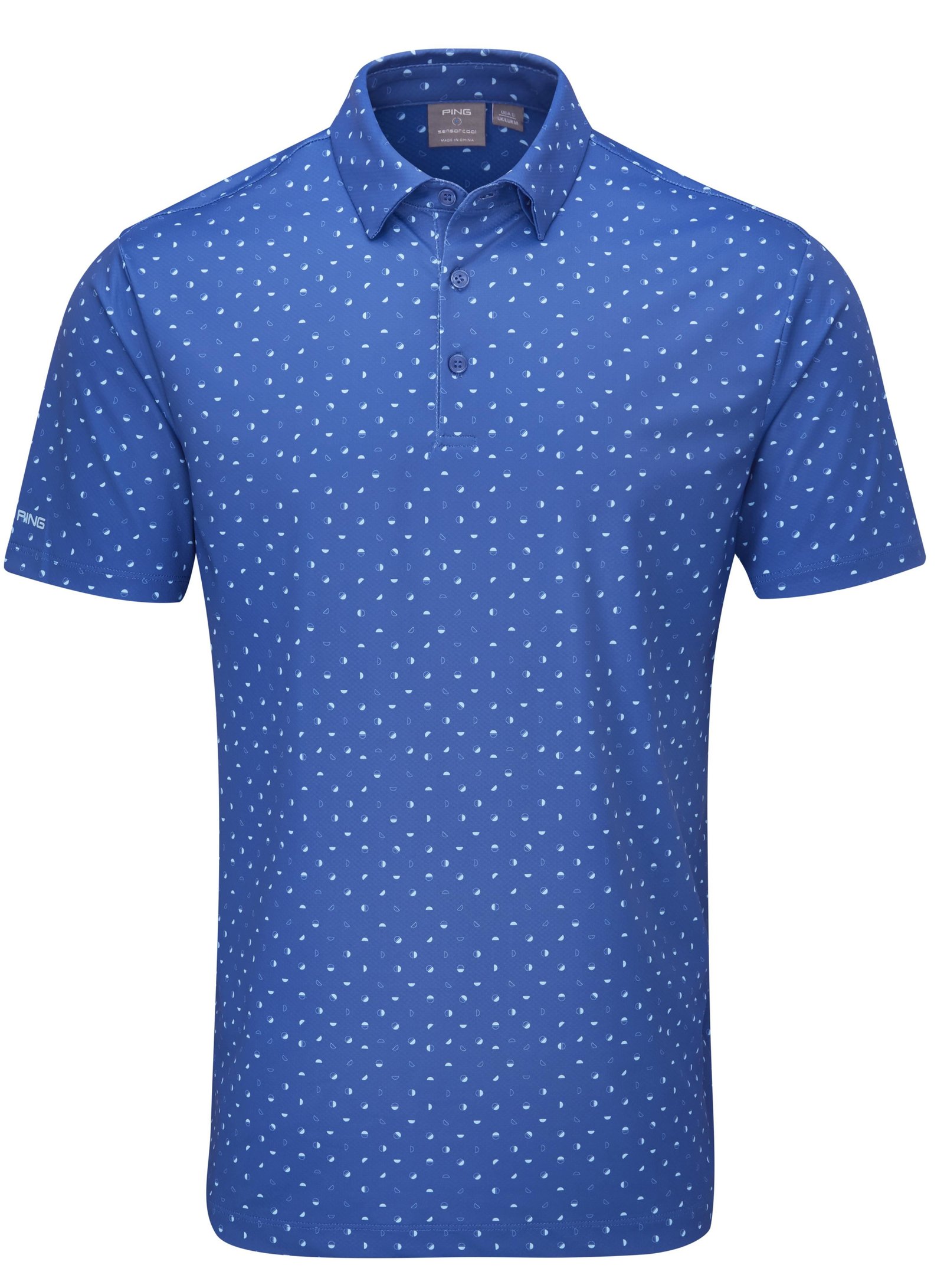 PING Ephron Printed polo da uomo, bright cobalt multi