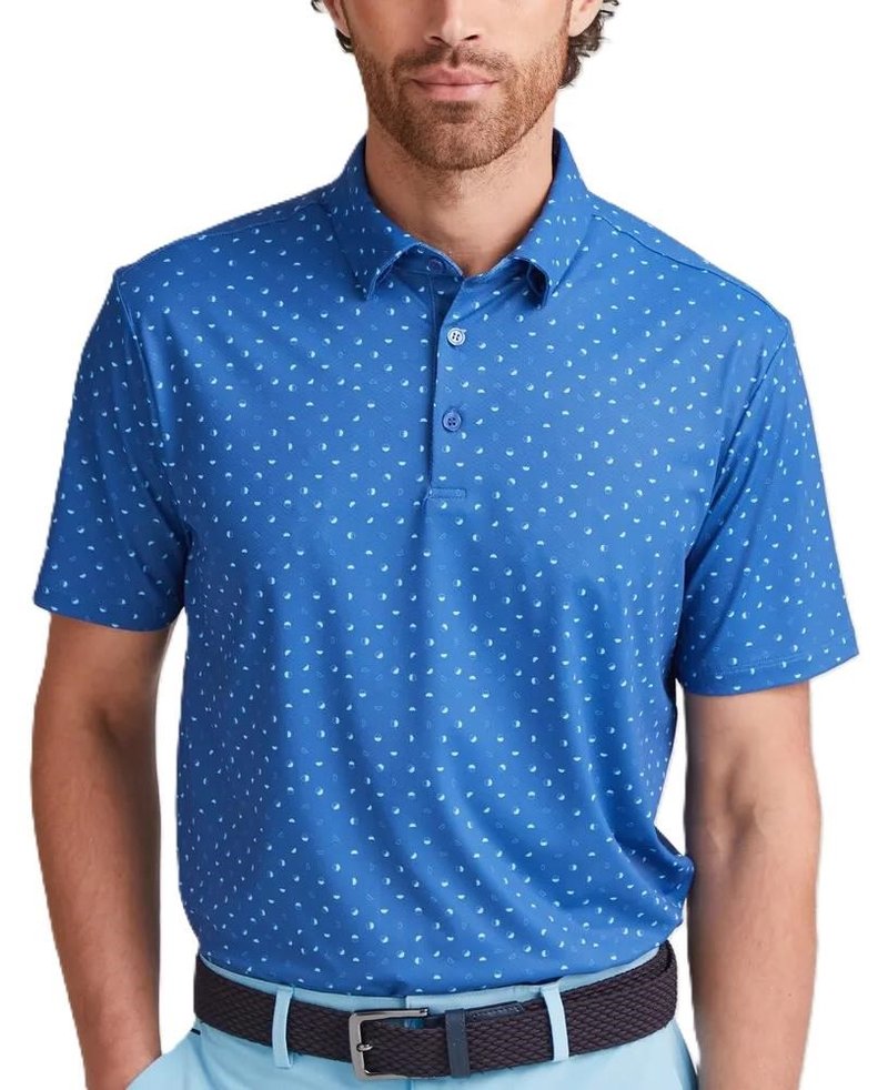 PING Ephron Printed polo da uomo, bright cobalt multi