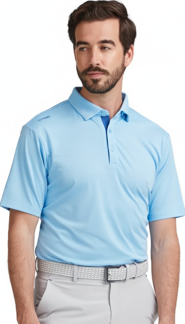 PING Claude Camo Mesh polo da uomo, baltic sea