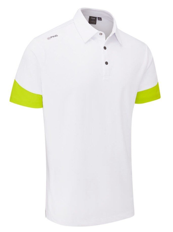 PING Ty polo da uomo, bianco/lime