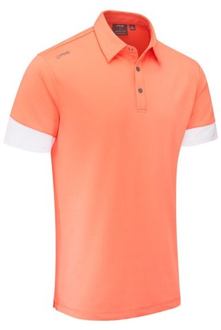 PING Ty polo da uomo, wild salmon/bianco
