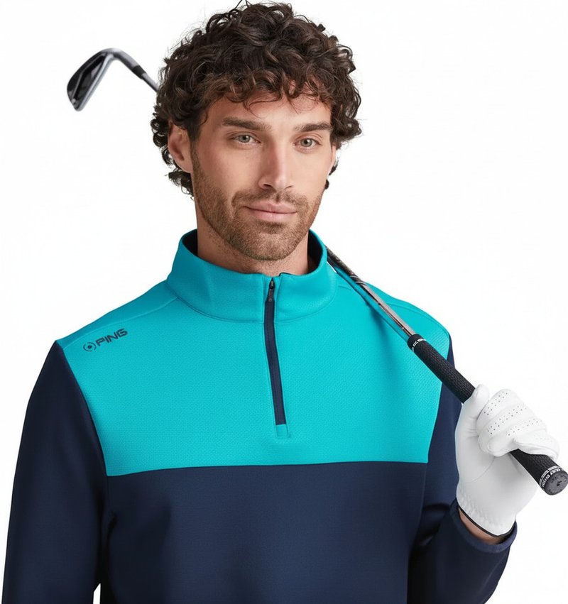 PING Kinver felpa uomo, navy/turchese