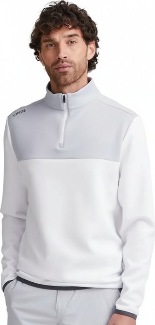 PING Kinver felpa uomo, bianco/grigio perla