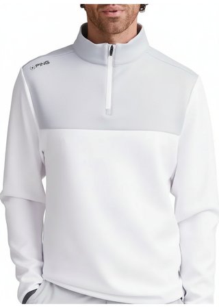 PING Kinver felpa uomo, bianco/grigio perla