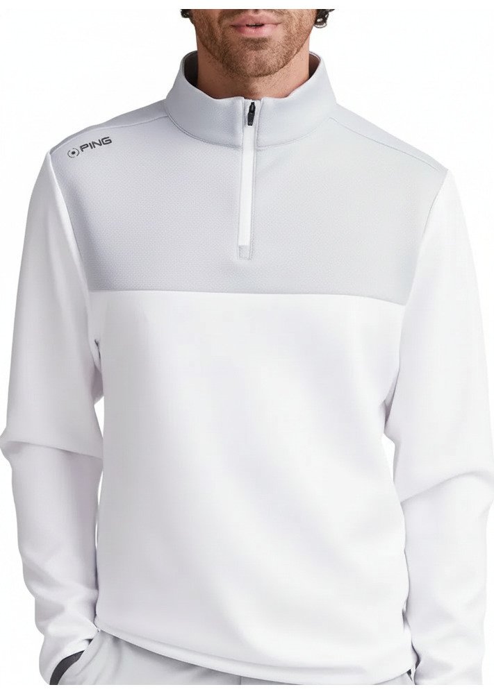 PING Kinver felpa uomo, bianco/grigio perla