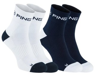 PING Quarter calzini da uomo, blu navy/bianco (2 paia)