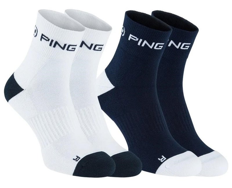 PING Quarter calzini da uomo, blu navy/bianco (2 paia)