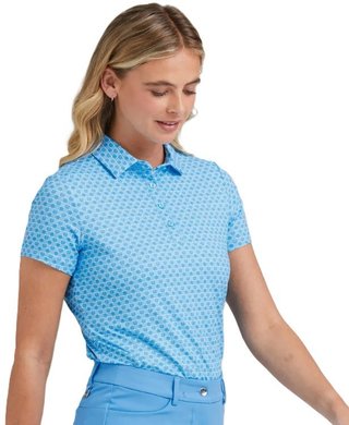 PING Aeria Printed polo da donna, azure geo