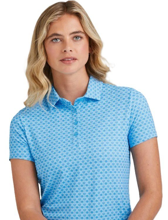PING Aeria Printed polo da donna, azure geo